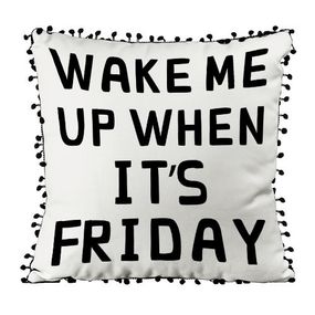Подушка из мешковины с помпонами Wake me up when it`s friday 45x45 см (45PHBP_URB009)