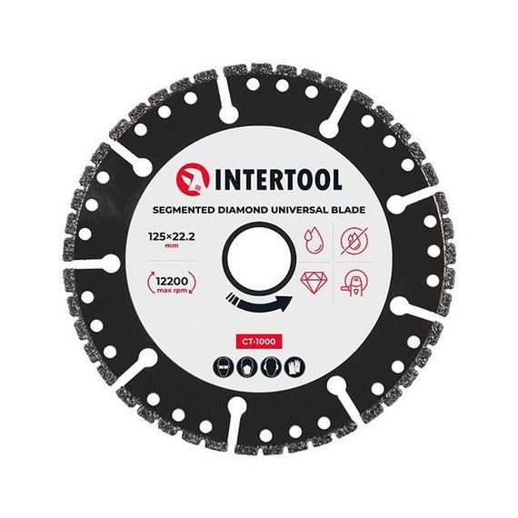 Диск алмазний універсальний сегментний 125**22.2 мм, на кутову шліфувальну машину INTERTOOL CT-1000