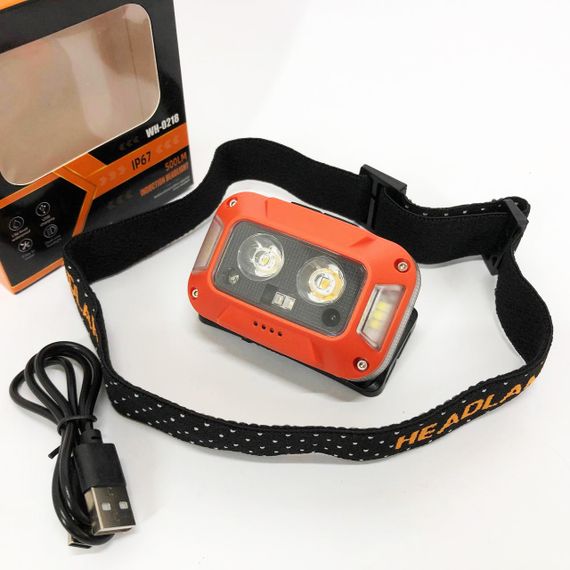 Ліхтар налобний WH-0218-XPG(white+yellow)+SMD(red), Налобний ліхтар для туризму риболовлі та полювання | Зображення 7