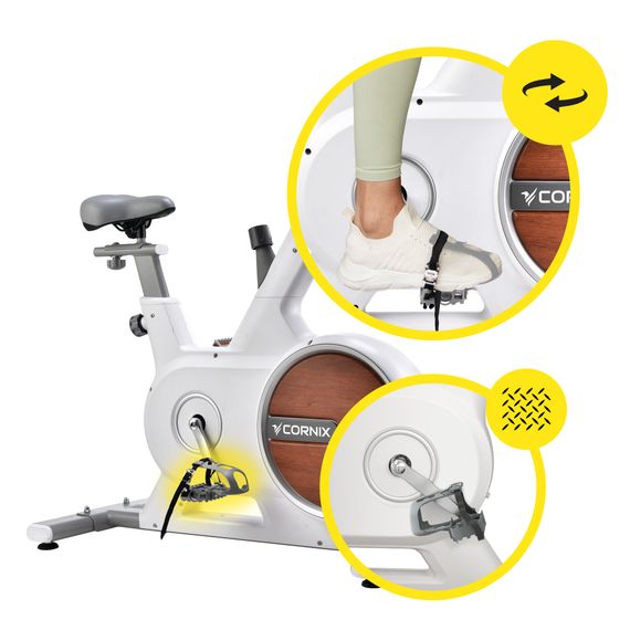 Велотренажер спінінговий (спінбайк) Cornix Eliza White/Grey | Зображення 4