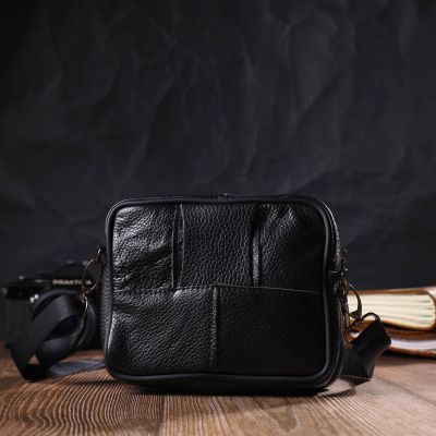 Сумка Vintage Горизонтальна поясна з натуральної шкіри Чорна (21485) | Зображення 3