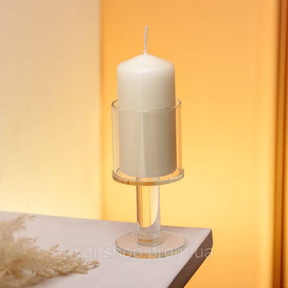 Підсвічник скляний на ніжці 6×12.5 см підсвічник келих декоративний прозорий HP-4-37S | Зображення 2