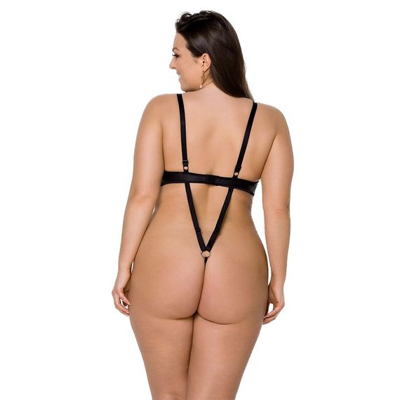 Боді з екошкіри Passion CELINE BODY 4XL/5XL black, з доступом, відкритий | Зображення 1