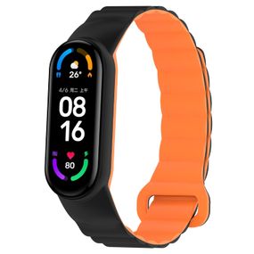 Ремешок Dual-color Magnetic для Xiaomi Mi Band 7/6/5/4/3 Black / Orange