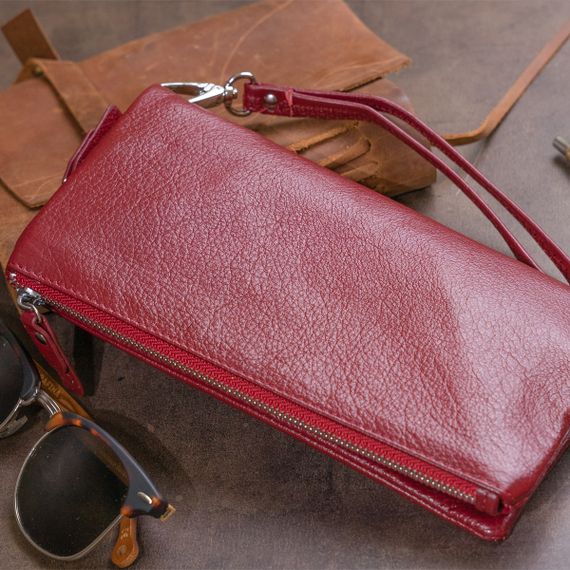 Кошелек-клатч из кожи с карманом для мобильного ST Leather 19311 Бордовый | Зображення 6
