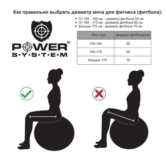 М'яч для фітнесу (фітбол) Power System PS-4012 Ø65 cm PRO Gymball Blue | Зображення 1
