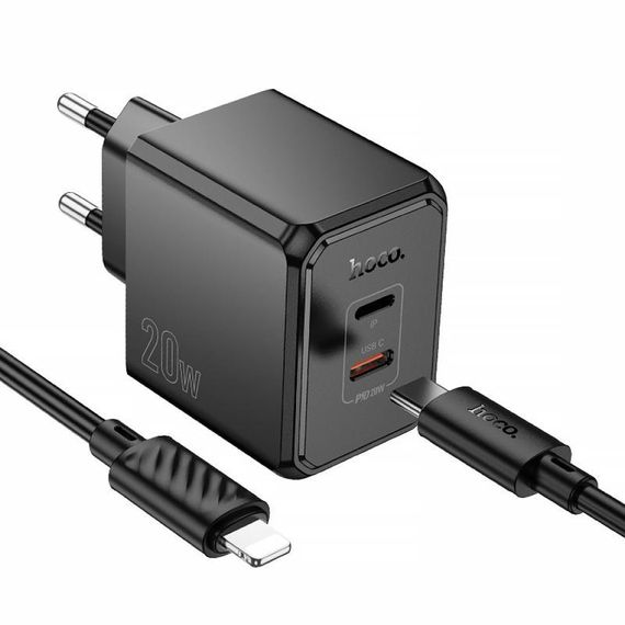 МЗП Hoco CS16A Wish PD20W (1USB-C/1L) + кабель Type-C to Lightning Black | Зображення 2