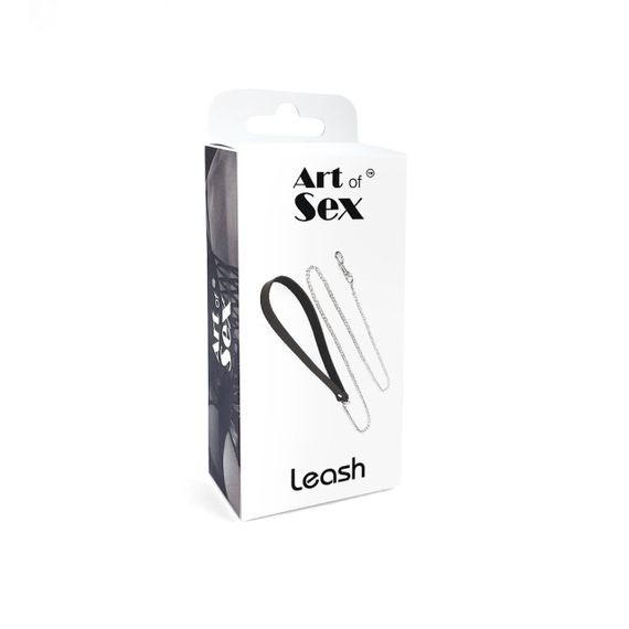 Повідець на ланцюжку із натуральної шкіри Art of Sex - Leash, колір Чорний | Зображення 4