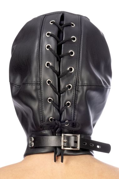 Капюшон для БДСМ зі знімною маскою Fetish Tentation BDSM hood in leatherette with removable mask | Зображення 1