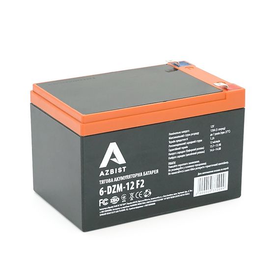 Тяговая аккумуляторная батарея AGM AZBIST 6-DZM-12.12V 12A h F2 (151х98х101мм)