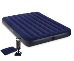 Надувной матрас с подушкой и насосом Intex Classic Downy Airbed 191х137х25см