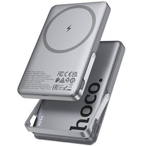 Портативний ЗП Power Bank Hoco Q36 Sunlight magnetic suction+holder PD20W з БЗП 5000 mAh Metal grey