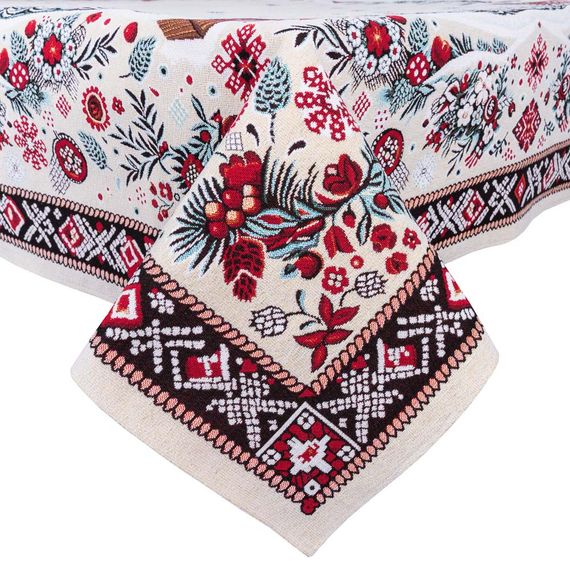Скатертина гобеленова HUTSUL Limaso, 137х280, Прямокутна, Новорічний, Без люрексу, з мікрофібою, 80% поліестер, 15% бавовна, 5% акрил, Гобелен | Зображення 1