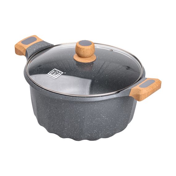 Велика алюмінієва каструля об'ємом 11 літрів з антипригарною кришкою Ø32 см HP-4-435G | Зображення 3