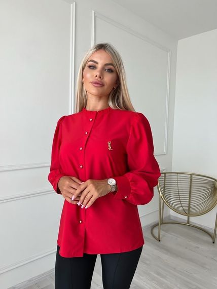 Женская нарядная блузка с широкими рукавами без воротника NA934 цвет красный, размер 46/48 | Зображення 3