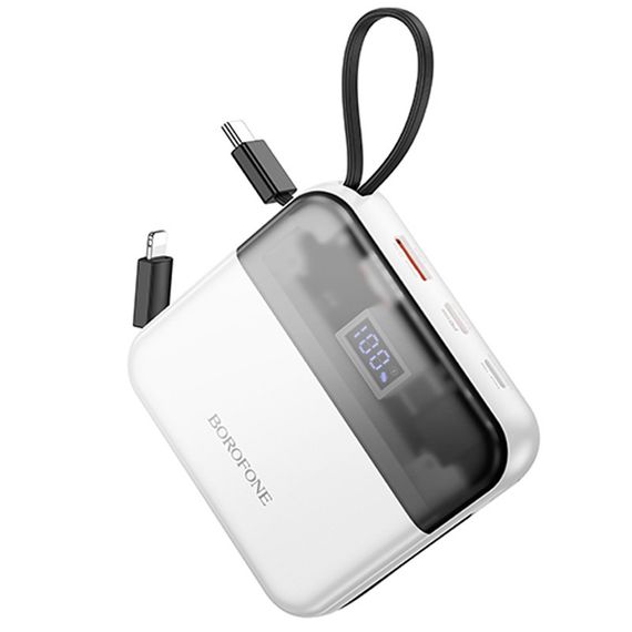 Портативний ЗП Power Bank BOROFONE BJ64 Distinct 22.5W+PD20W with cable 10000 mAh White