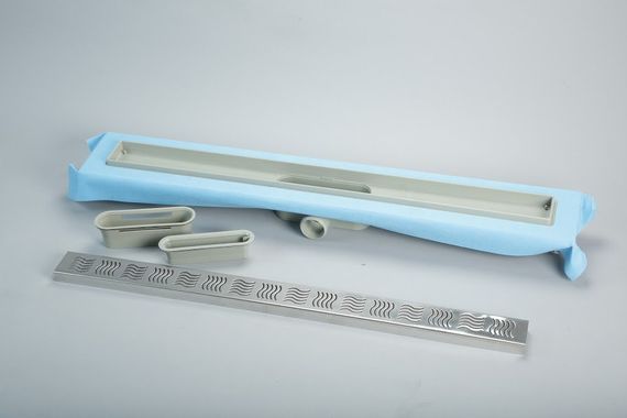 Душовий канал з горизонтальним фланцем Maxiflow Standart Line 60 см решітка "Хвиля" 4022.TY050K.060.1 | Зображення 4