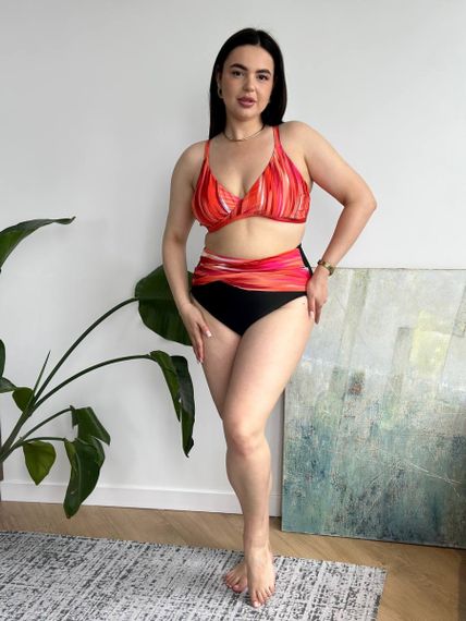 Роздільний помаранчевий купальник PLUS SIZE  з високими трусиками та утяжкою