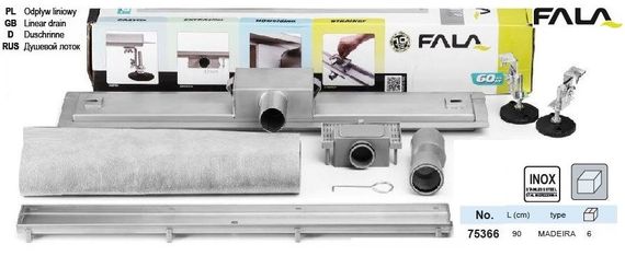 Лоток для душу MADEIRA 90х7х5,2 см нержавійка FALA-75366