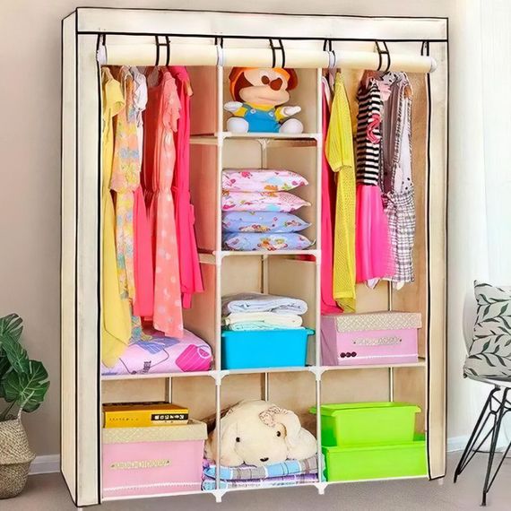 Складана шафа домашня WARDROBE, Компактна каркасна шафа для одягу тканинна wardrobe HE-87