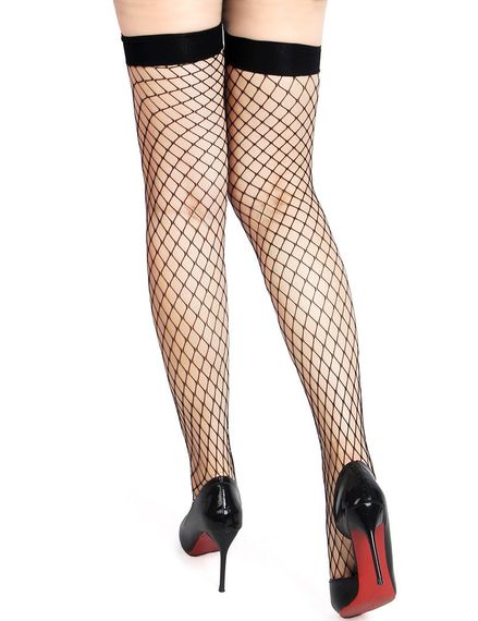 Панчохи у велику сітку Star Night на гумці, чорні, L-2XL sexstyle | Зображення 2