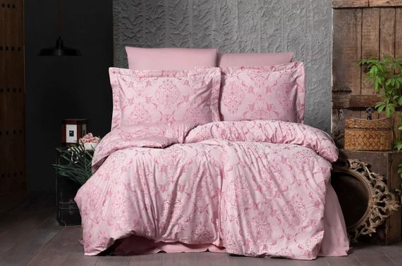 Постільна білизна євро Arya Arya Vogue Органік Жаккард Paris AR-A107256-Fuchsia 200x220 см фуксія