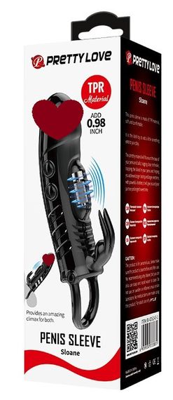 Подовжуюча насадка з вібростимуляцією (на 2,5 см) PRETTY LOVE - PENIS SLEEVE Sloane, BI-026243-1 sexstyle