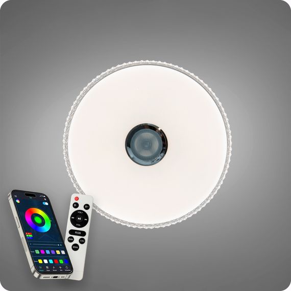 Люстра світлодіодна 517 Dlight RGB з пультом і  колонкою 80Вт Білий (02163) | Зображення 6