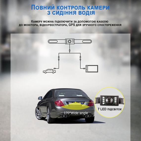 Автомобільна камера заднього виду Podofo P0072A1, з функцією нічного бачення, захищена від вологи, IP66, 120° | Зображення 4
