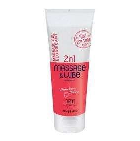 Масажний гель та лубрикант HOT Massage & Glide Gel 2in1 з ароматом полуниці, 200 мл Sex Aura