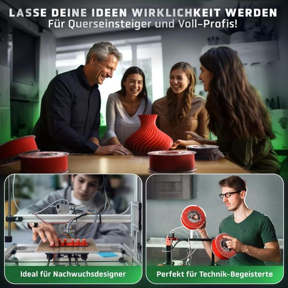 Червоний філамент Vision 3D® PLA 1кг, 1.75мм, для 3D-принтерів, екологічний матеріал, вдалий для моделювання | Зображення 3