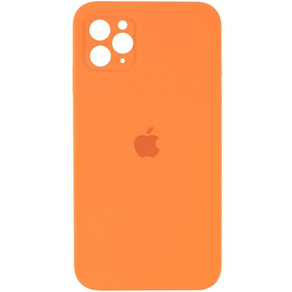 Чехол Silicone Case Square Full Camera Protective (AA) для Apple iPhone 11 Pro Max (6.5") Жовтогарячий/Papaya