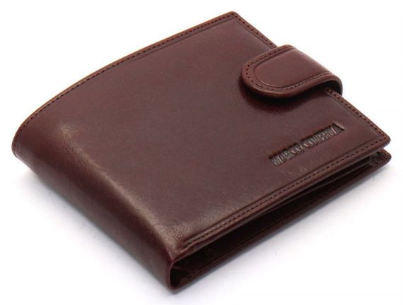 Коричневое мужское портмоне на кнопке из натуральной кожи Marco Coverna B047-802