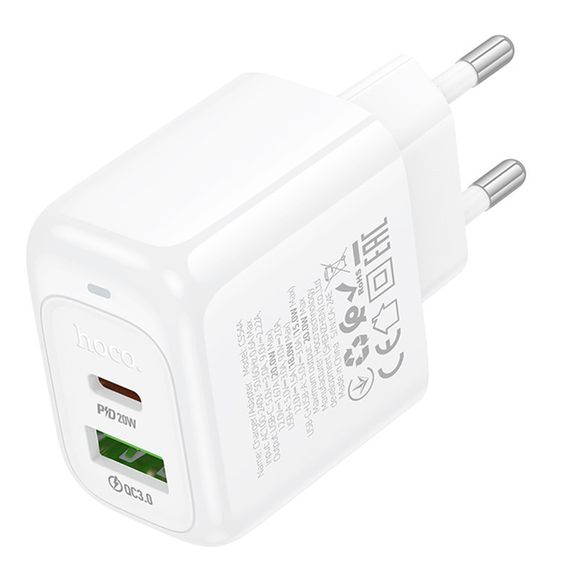 СЗУ Hoco CS54A Surplus PD20W+QC3.0 (1USB-A/1C) White | Зображення 1