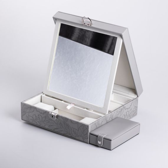 Шкатулка для украшений из эко кожи 2 яруса с замком органайзер для ювелирных изделий | Зображення 3