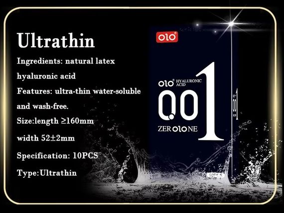 Ароматизовані ультратонкі презервативи з гіалуроновою кислотою OLO - ZER OLO NE BLACK 001, 10 шт sexstyle | Зображення 3