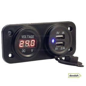 Авто / Мото USB зарядний пристрій - Recessed Twin Volt Red, IP54