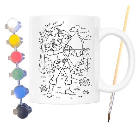 Набір для творчості кружка розмальовка за мотивами Робін Гуд — король розбійників (Александр Дюма) 330 мл біла (КР0169)