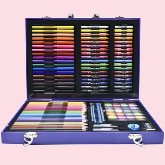 Набор для рисования в кейсе 128 предметов, Космонавт, Синий / Детский набор для творчества / Набор художника YU227 | Зображення 1