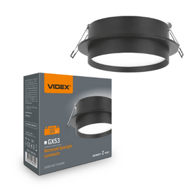 LED Світильник врізний круглий під лампу GX53 чорний VL-SPF33R-B Videx