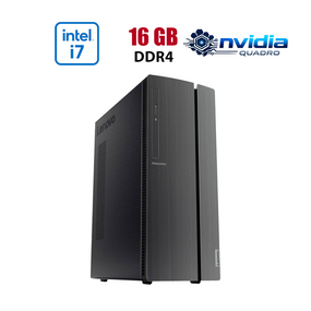 Робоча станція Lenovo IdeaCentre 510A Tower / Intel Core i7-8700 (6 (12) ядер по 3.2 - 4.6 GHz) / 16 GB DDR4 / 256 GB SSD + 2000 GB HDD / nVidia Quadro M2000, 4 GB GDDR5, 128-bit / Win 10 Lic б/в