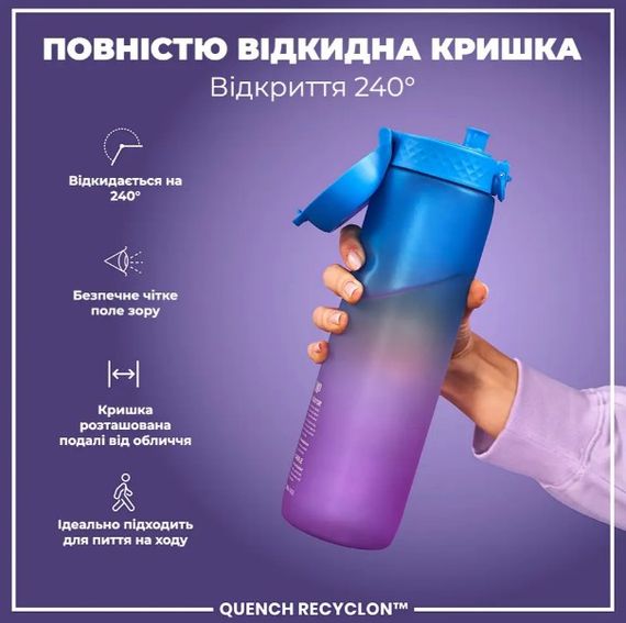 Пляшка для води ION8 1000 мл BPA Free Times To Drink (ЕКО пляшка) Blue & Pink (I8RF1000PBPMOT) | Зображення 4