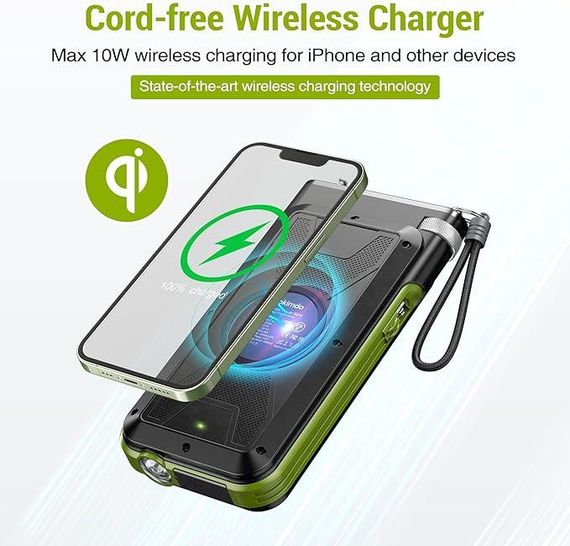 Power Bank, 26800 мА·год, бездротова зарядка, 2 вбудовані кабелі з аварійним заради | Зображення 3