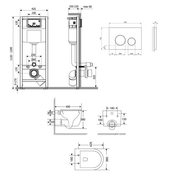 Набір Qtap Nest 4 в 1 підвісний унітаз Taurus Ultra Quiet 490x360x380 + комплект інсталяції QT2433084EUQW46148 | Зображення 1
