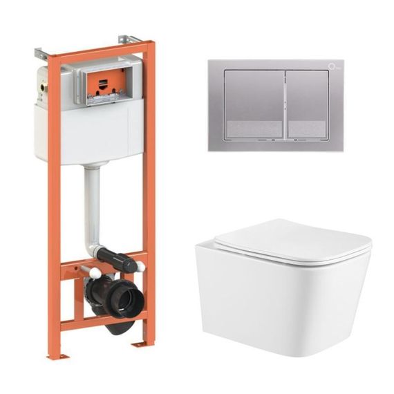 Готове рішення Qtap для ванної кімнати: підвісний унітаз Crow Ultra Quiet 490x360x290 + комплект інсталяції Nest 4 в 1
