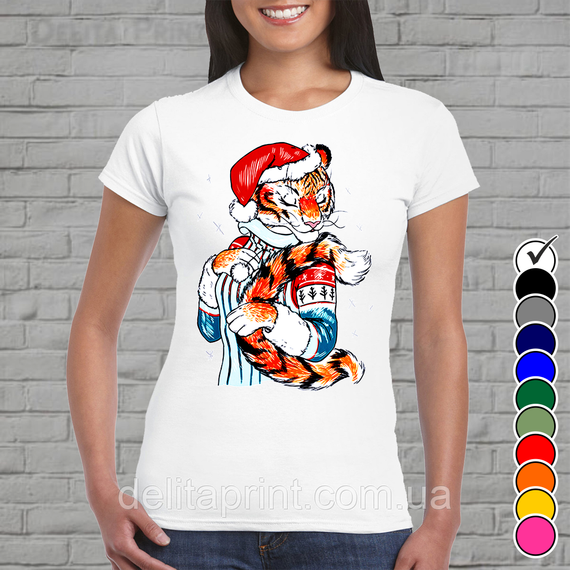 Футболка з новорічним принтом "Круті НГ Тигриця" Family Look Новий Рік