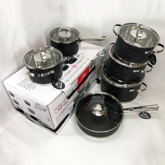 Набір посуду 12 предметів ASTRA A-2512, набір посуду для електричних плит, збірний набір каструль | Зображення 7