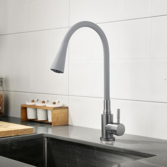 Змішувач для кухні Lidz Aria 015F31 (k35) з гнучким виливом LDARI015F31GGRP49567 Graphite/Grey | Зображення 8