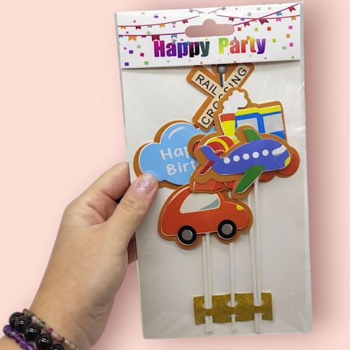 Топпер на торт Happy Birthday дитячий - літачок | Зображення 1