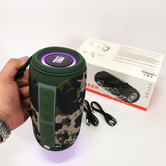 Bluetooth-колонка TG657 с RGB подсветкой 1500 mAh, Громкая блютуз колонка. Цвет: камуфляж | Зображення 9